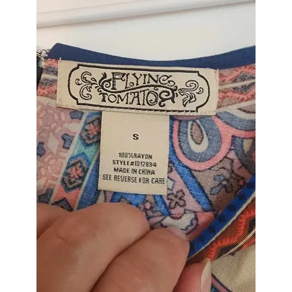 Flying Tomato Womens Tunic Dress, 3/4 Bell Sleeve - S - Picture 2 of 5